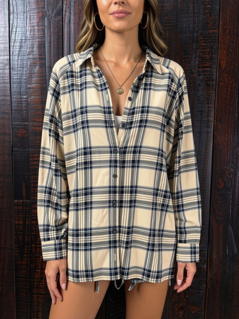 ASOS Baggy Plaid Button-Up Shirt Size 16